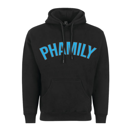 Phamily Arch Black Hoodie (Carolina and Grey Print)